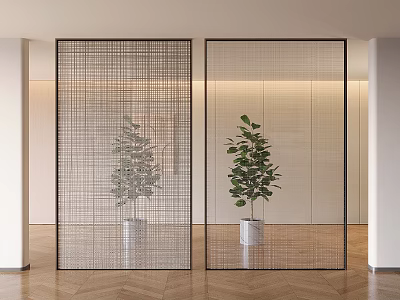 Hotel Silk Glass Entrance Industrial Screen Partition Silk Glass 3d model