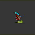 Game and Movie Mythical Bird Character with Colorful Feathers Vibrant Wings on Green Platform