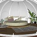 Starry Sky Themed Dome Architecture With Wooden Platform And Viewing Design 3d model