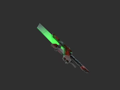 Futuristic Sci Fi Weapon With Green Glowing Blade And Red Metallic Parts 3d model