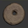 Natural Stone Wood Circular Decorative Piece With Central Hole And Textured Surface Design