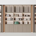 Sleek Modern Wooden Decorative Cabinet With Illuminated Shelves And Decor Items