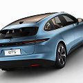 Blue Modern Car With Open Doors And Spacious Beige Leather Interior 3d model