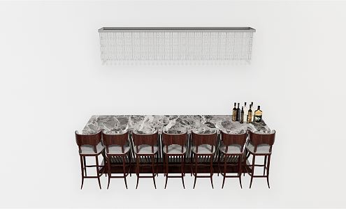 Modern Bar Chair Combination Simple Dining Table and Chair 3d model