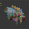 Industrial Mechanical Machinery Featuring Metal Shell Multiple Pipes Claw Legs And Glowing Elements