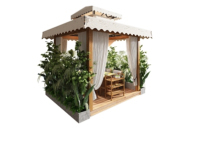 New Chinese Outdoor Courtyard Tent Hot Pot Restaurant Chinese Courtyard Style Restaurant Tent Plant Pile 3d model