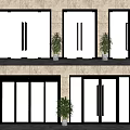 Glass Double Doors In Modern Building With City View And Indoor Plants