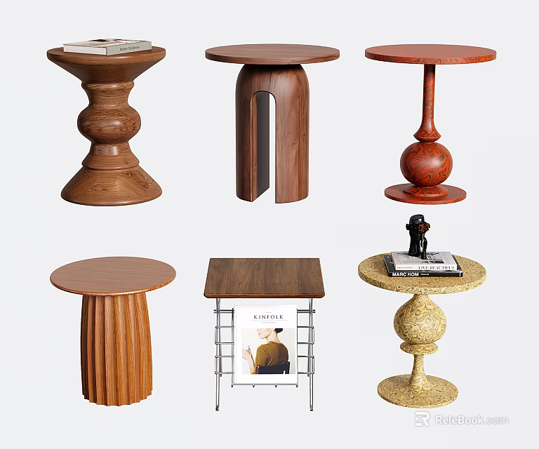 Various Modern Side Tables With Different Designs And Materials For Home Decor 3d model