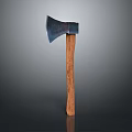 Traditional Axe Weapon With Metal Head And Wooden Handle On Gray Background