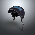 Modern Military Weapon Helmet With Blue Visor And Tactical Ear Protection Design