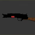 Futuristic Vintage Weapon Design With Wooden Grip Red Accent And Metal Parts