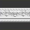 White Decorative Wall Molding With Carved Floral And Wavy Patterns Beaded Base 3d model