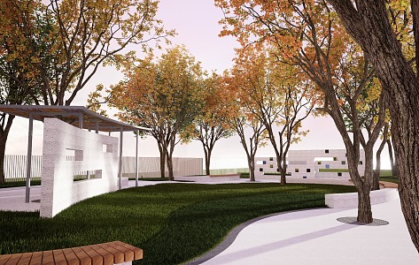 Modern Leisure Square Landscape Street Green Space Pocket Park 3d model