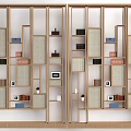 Modern Wooden Decorative Cabinet With Open Shelves And Decorative Items
