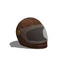 Vintage Brown Leather Motorcycle Helmet With Clear Visor Stitched Design And Metal Studs