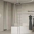 Freedom Themed Clothing Store Interior With Hanging Dresses And Display Racks