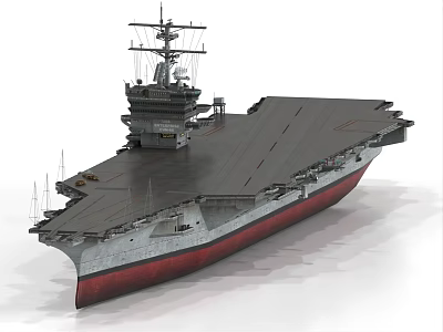 Modern Naval Aircraft Carrier With Flight Deck Island Superstructure And Gray Hull Design 3d model