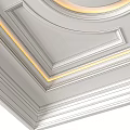 Square Ceiling Design With Circular Light Strip And Decorative Trim In White Tone