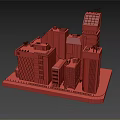 Miniature Urban City Building Model With High Rise Low Rise Structures And Street Details