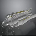 Detailed Turbine Engine Structure With Internal Blades And Metal Casing