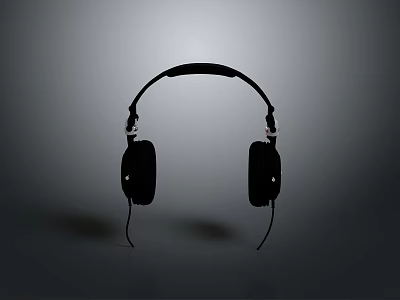 Black Wired Over Ear Headphones for Computer Use with Sleek Design and Comfortable Fit 3d model