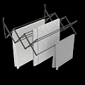 Black Wall Mounted Foldable Storage Shelf with Multiple Hanging Towels and Design 3d model