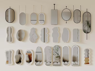 Different Shaped Decorative Mirrors with Modern Designs for Home Interiors 3d model