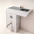 Modern Wall Mounted Marble Washbasin with Sleek Faucet and Towel Hook Design