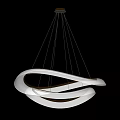 Modern Curved White And Gold Chandelier With Metal Frame And Illuminated Lighting Design