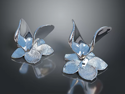 Elegant Silver Petal Shaped Metal Decorative Ornaments For Home Living 3d model
