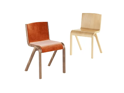 Dining Chair Combination Simple Atmospheric Elegant Comfortable Curved Plywood Seat Fabric Soft Bag 3d model