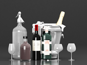 Modern Wine Drinks 3d model