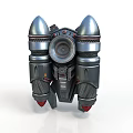 Futuristic Metallic Spacecraft Thruster Engine With Dual Conical Design And Red Propulsion Core