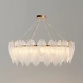 Elegant Modern Leaf Shaped White Glass Chandelier With Gold Frame 3d model
