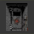 Industrial Metal Safe Door With Red Wheel Pipes And Small Window