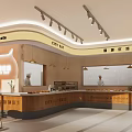 Warm City Dessert Shop Interior With Open Layout Wooden Counter And Pendant Lights