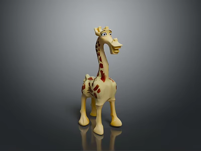 Cute Cartoon Style Giraffe Toy With Yellow Body Brown Spots Standing On Dark Background 3d model