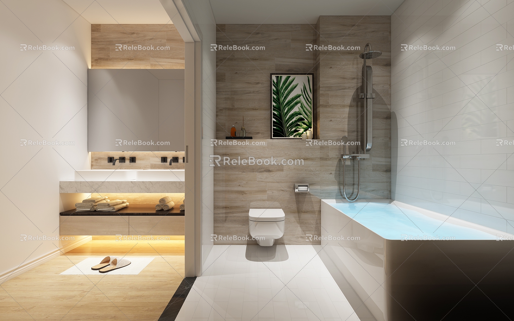 Toilet toilet tub combination 3d model