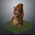 Adorable Plush Squirrel 3D Character Sitting On Green Circular Base