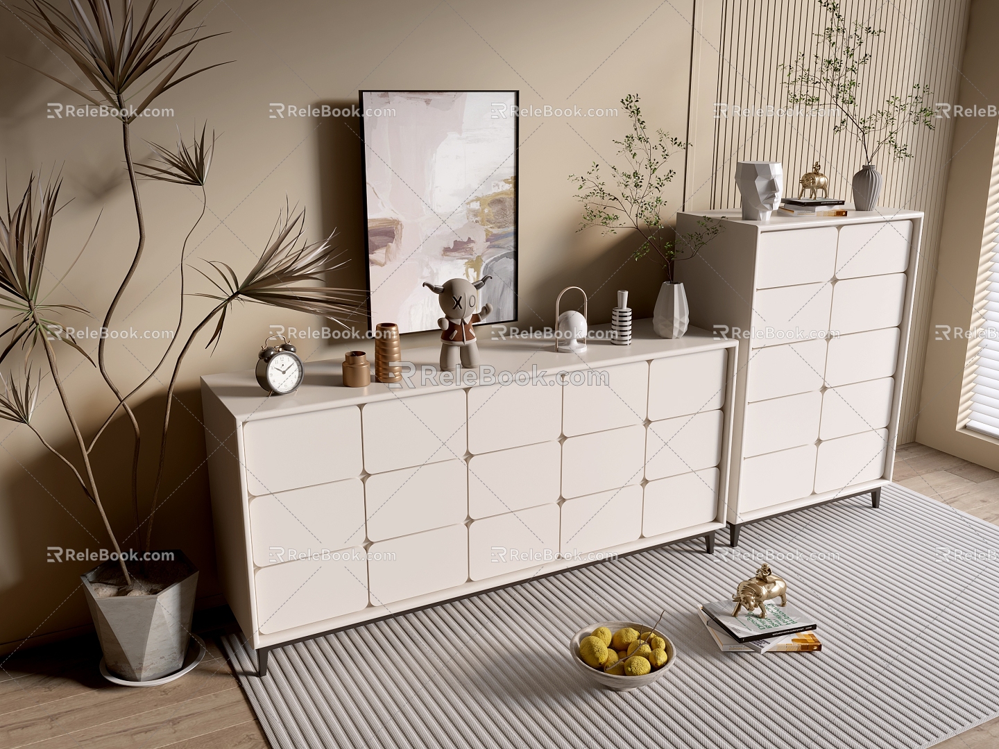 Modern Cream Style TV Cabinet Whole Cabinet Sideboard Cabinet Balcony Cabinet Storage Cabinet Entrance Cabinet 3d model