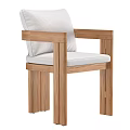 Leisure Chair With Wooden Frame White Cushion Armrest Design Multiple Angles