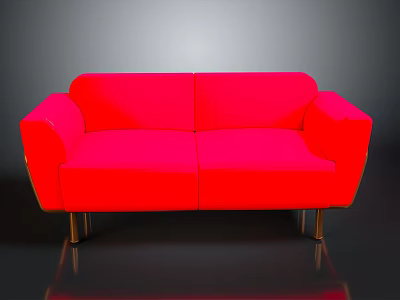 Stylish Modern Red Sofa With Metal Legs And Comfortable Soft Upholstery 3d model