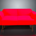 Stylish Modern Red Sofa With Metal Legs And Comfortable Soft Upholstery