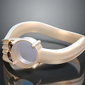 Elegant Modern Gold Ring With Round White Gemstone And Small Dark Stones