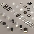 Various Black and White Downlights and Spotlights with Recessed and Surface Mounted Designs