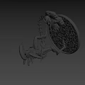 Game Movie Alien Character Sculpture With Exoskeleton Menacing Pose On Base Stand