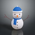 Cute Snowman Character With Blue Hat And Blue Scarf Carrot Nose Stick Arms On Dark Background