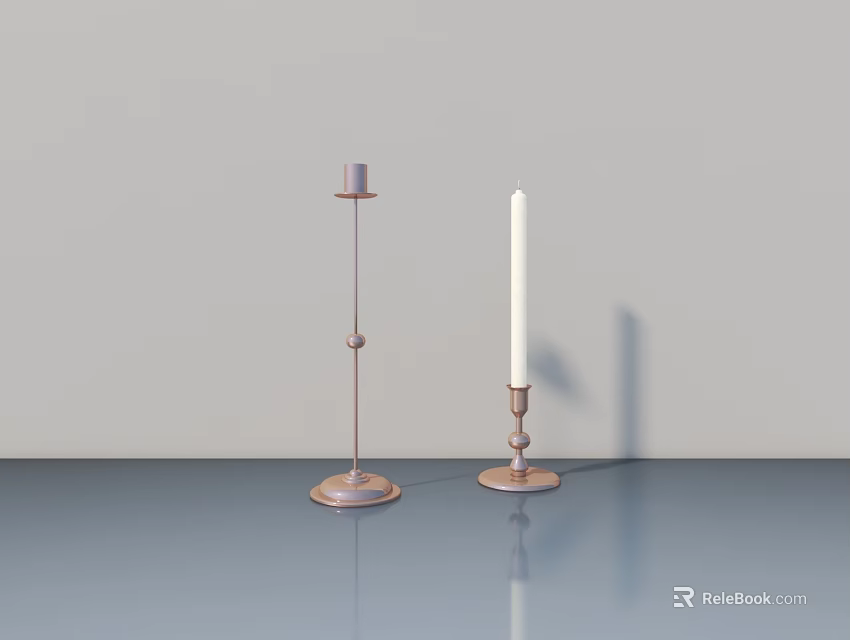 Modern Minimalist Floor Lamp With Slim Metal Stand And Round Copper Base 3d model 