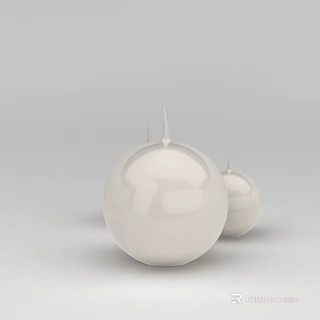 Tech Exhibition Hall Featuring White Spherical Displays With Smooth Surface And Spike Structures 3d model