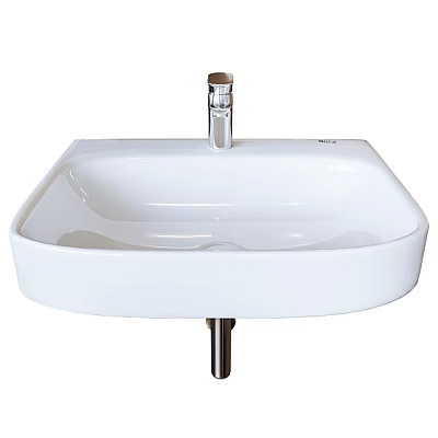 White Square Ceramic Washbasin Featuring Silver Faucet Countertop Design 3d model